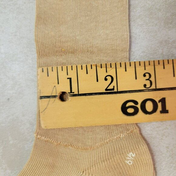 Antique Child's Over The Knee Socks 4 Pair Cotton & Rayon 6 1/2 Beige Dan Knit - Picture 10 of 13
